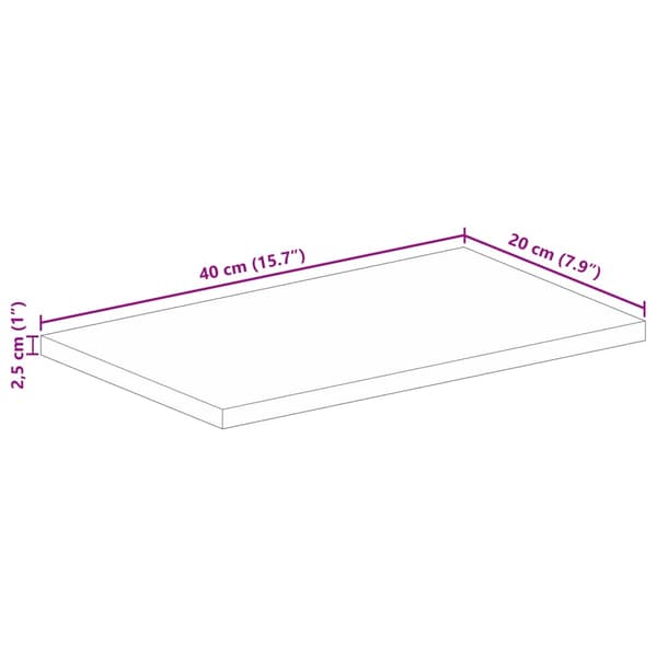 Bordsskiva 40x20x2,5 cm rektangulär massiv akacia
