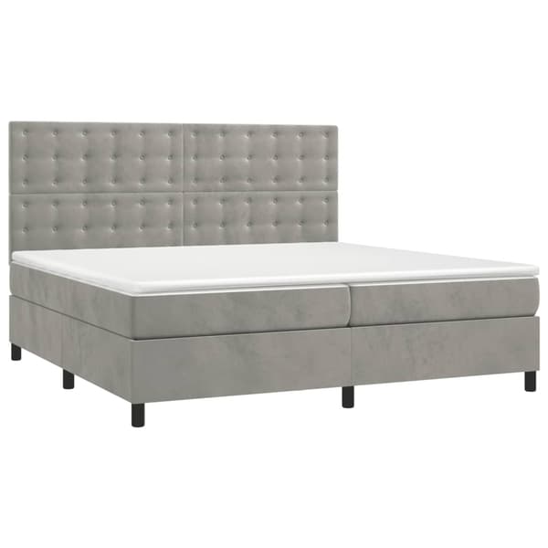 Ramsäng med madrass ljusgrå 200x200 cm sammet