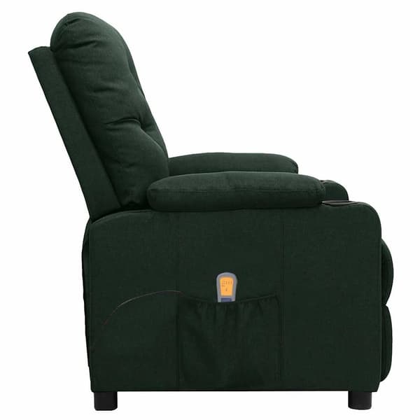 Massagefåtölj mörkgrön tyg