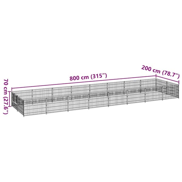 Hundgård svart 16 m² stål
