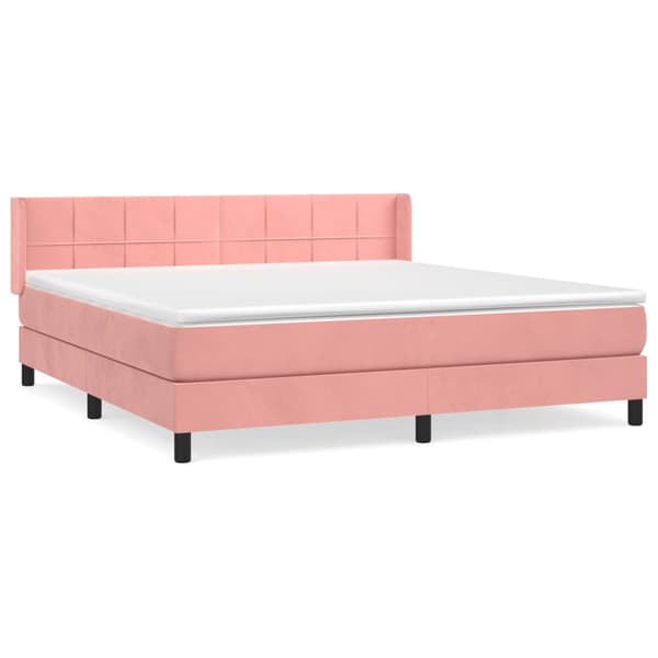 Ramsäng med madrass rosa 160x200 cm sammet