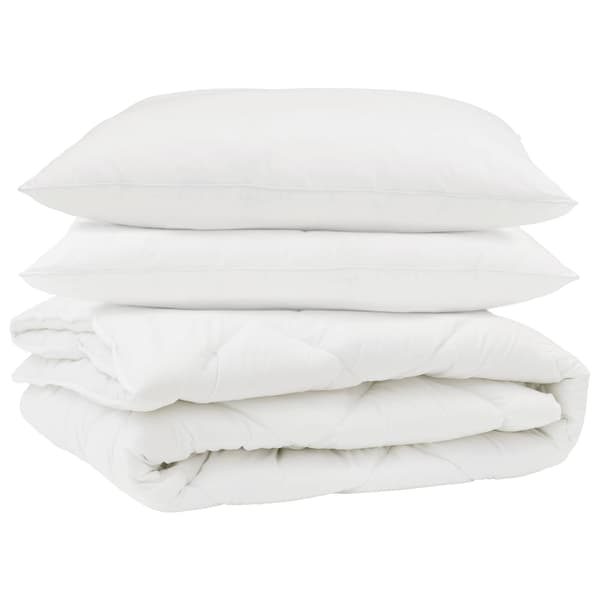 Duntäcke med kudde 3 pcs Vit Mikrofiber