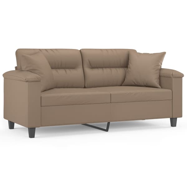 2-sits soffa med prydnadskuddar cappuccino 140 cm konstläder