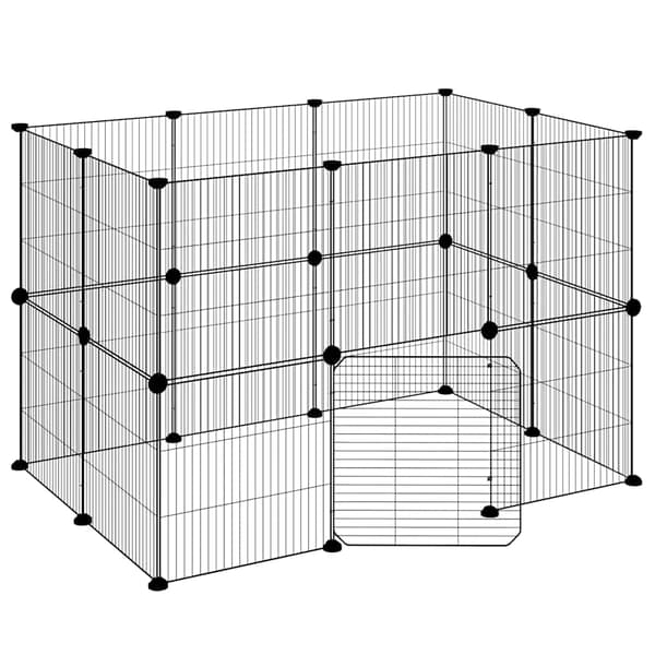Hundgård svart 20 paneler 35x35 cm stål