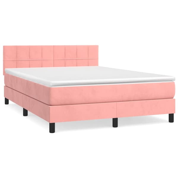 Ramsäng med madrass rosa 140x190 cm sammet