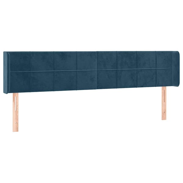 Sänggavel LED mörkblå 183x16x78/88 cm sammet