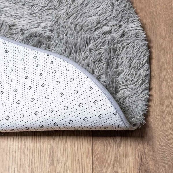 Ryamatta med lång lugg NAVARRA ljusgrå 240x240 cm polyester