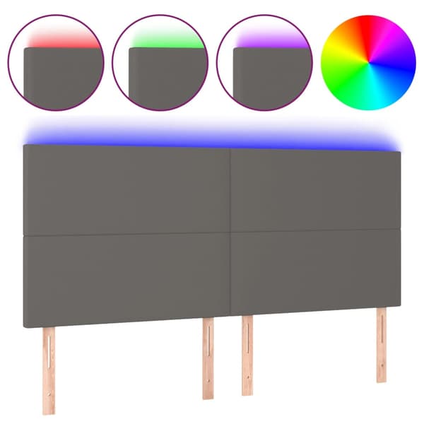 Sänggavel LED grå 160x5x118/128 cm konstläder