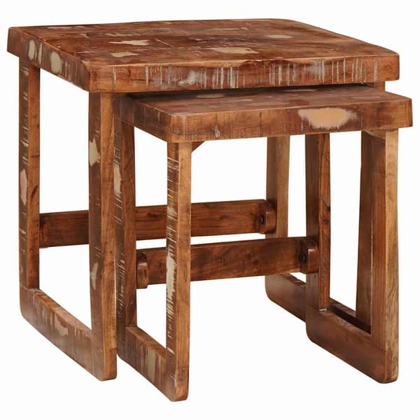 Satsbord 2 pcs Brun 46 x 46 x 45 cm Solid återvunnen trä