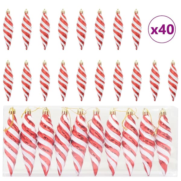 Jul Spiralformad Kula 40 pcs Röd Plast