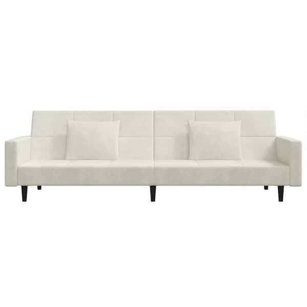 Bäddsoffa 2-sits med två kuddar gräddvit sammet