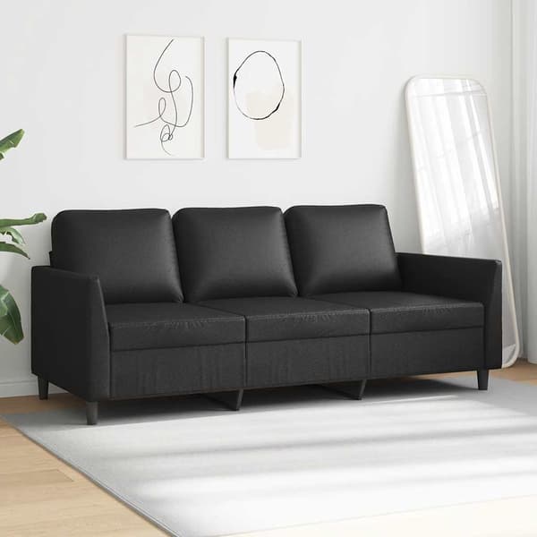 3-sitssoffa svart 180 cm konstläder