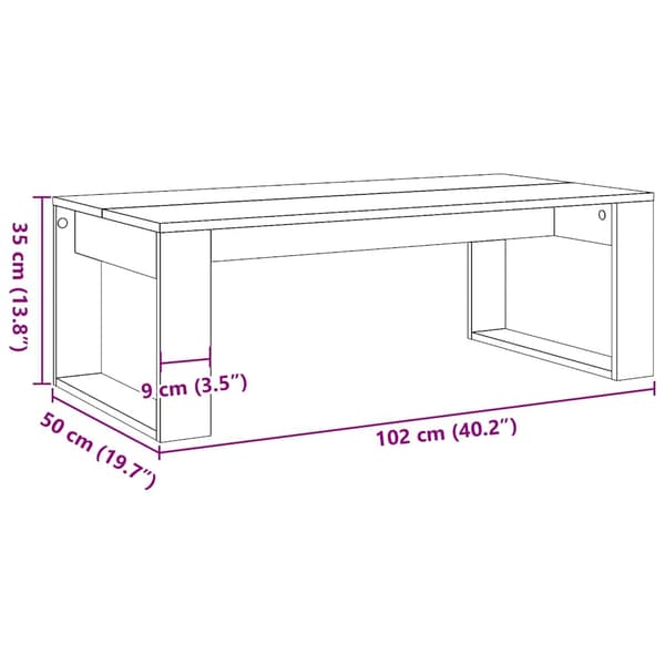 Soffbord artisan ek 102x50x35 cm konstruerat trä