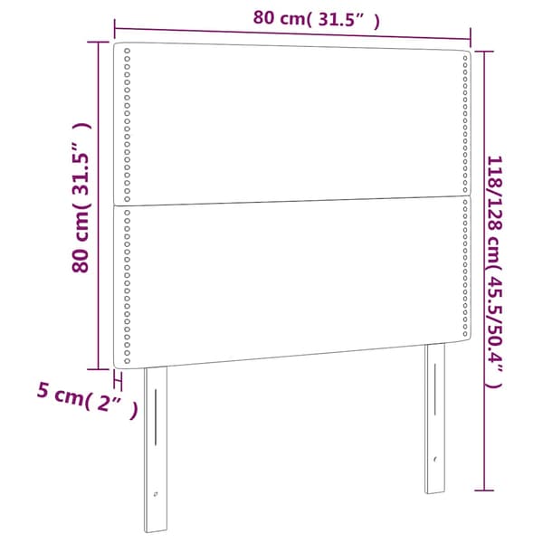 Sänggavel LED mörkblå 80x5x118/128 cm sammet