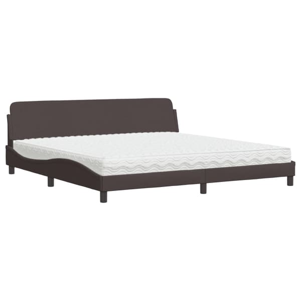 Bed with Mattress "Dover" Dark Brown 200x200 cm Fabric