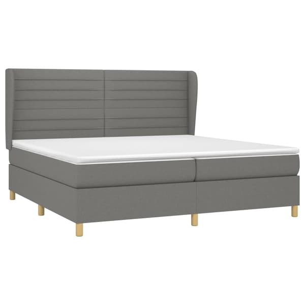 Ramsäng med madrass mörkgrå 200x200 cm tyg
