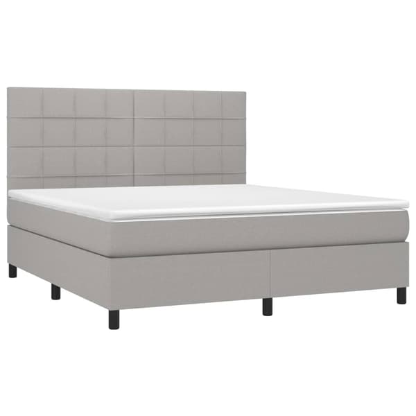 Ramsäng med madrass ljusgrå 160x200 cm tyg
