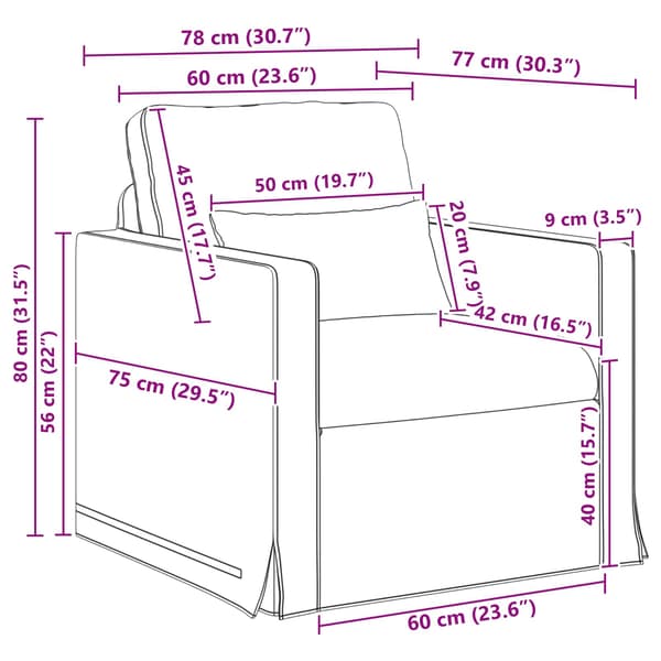 Soffa Blå 78 x 78 x 80 cm tyg