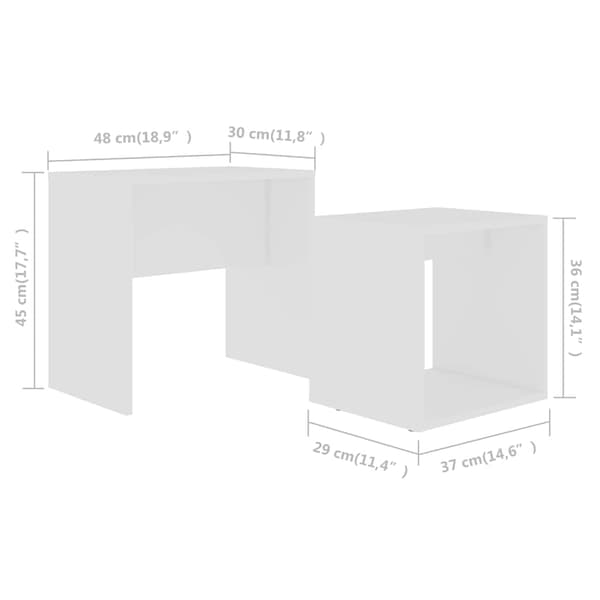 Soffbord set vit 48x30x45 cm konstruerat trä