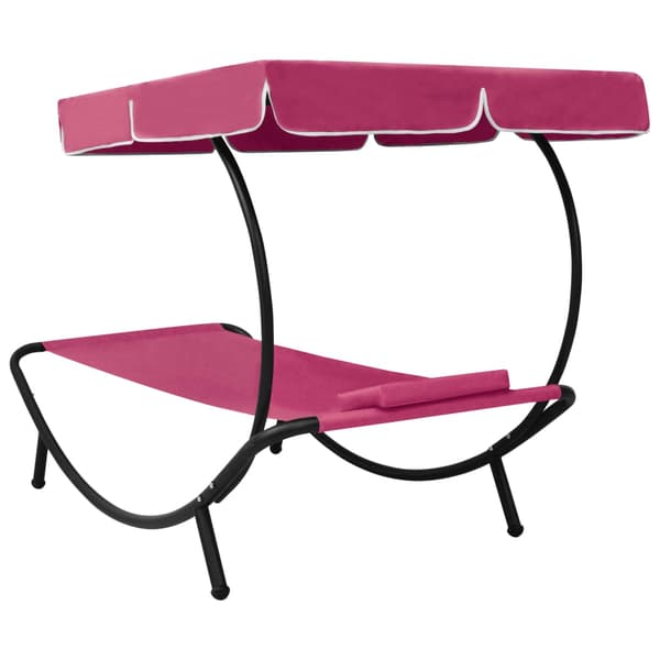 Solsäng med tak & kudde rosa