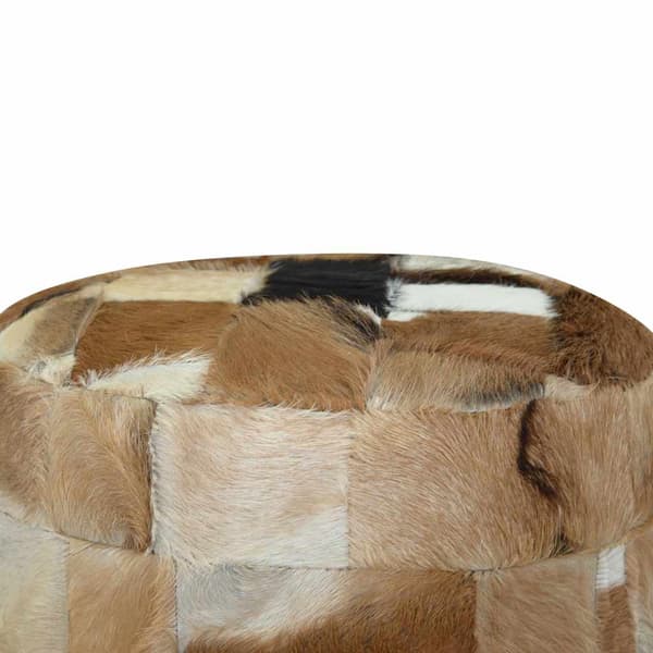 Puff getskinnsläder runt 50x50x45 cm
