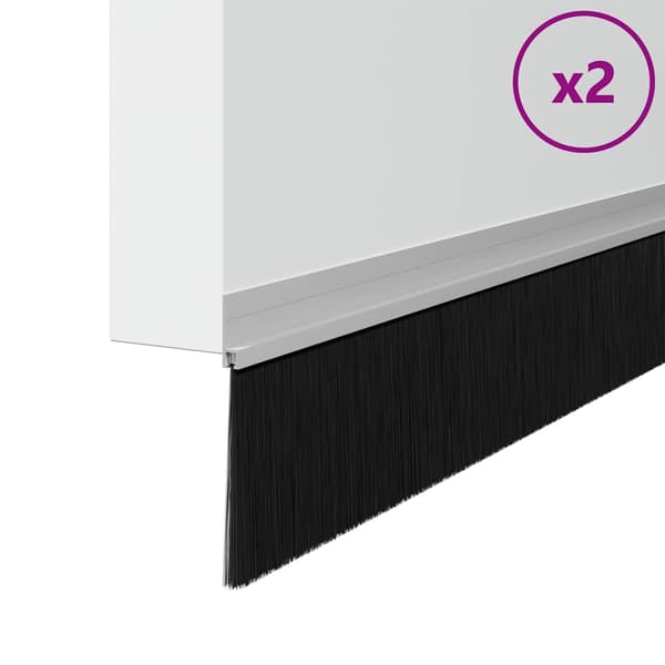 Självhäftande dörrborstlist 2 pcs Silver 100 cm