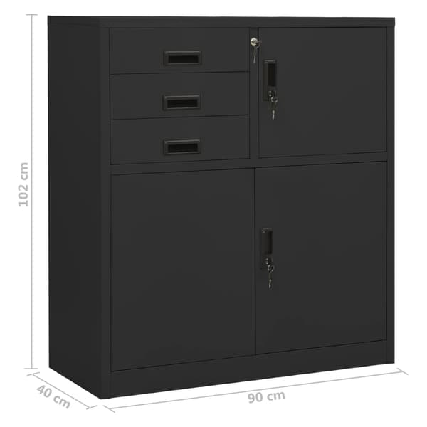 Dokumentskåp antracit 90x40x102 cm stål