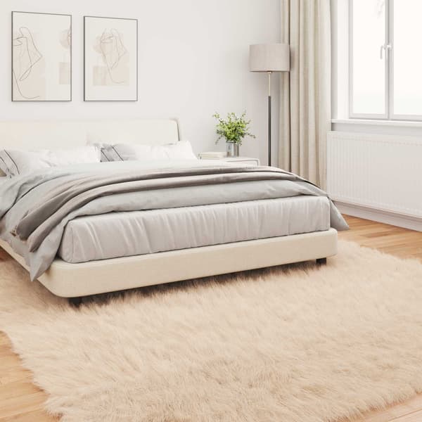 Fuskfäll matta TAFALLA Beige 240 x 240 cm Polyester