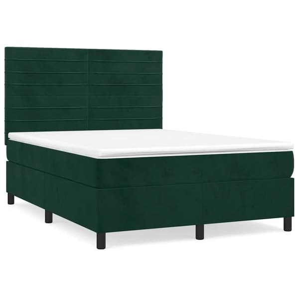 Ramsäng med madrass mörkgrön 140x190 cm sammet