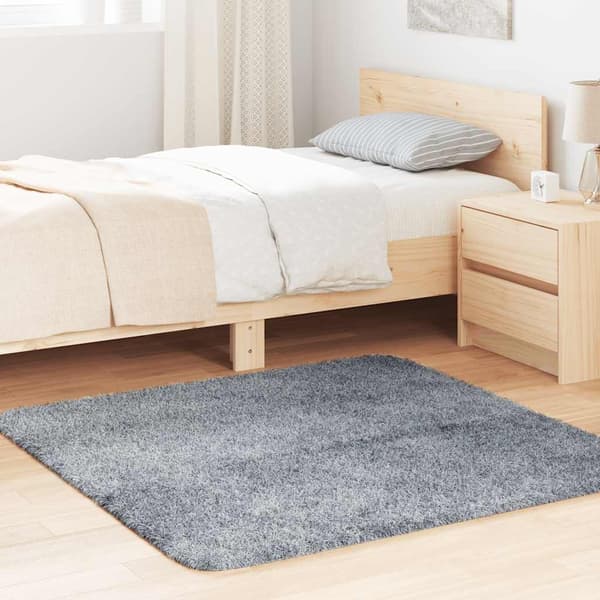 Ryamatta med lång lugg NAVARRA ljusgrå 120x120 cm polyester