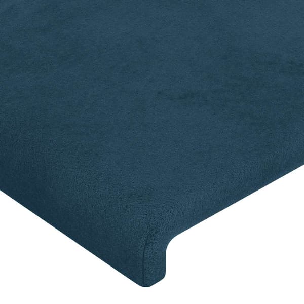 Sänggavel LED mörkblå 90x5x118/128 cm sammet
