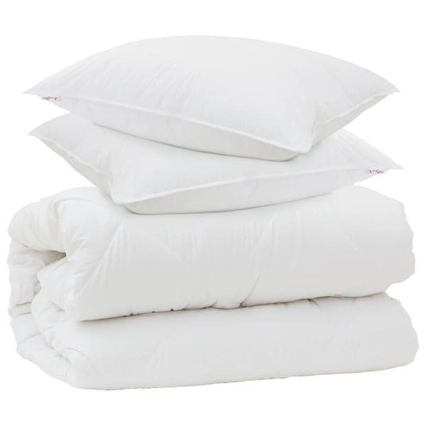 Duntäcke med Kuddar med kudde 3 pcs Vit Mikrofiber