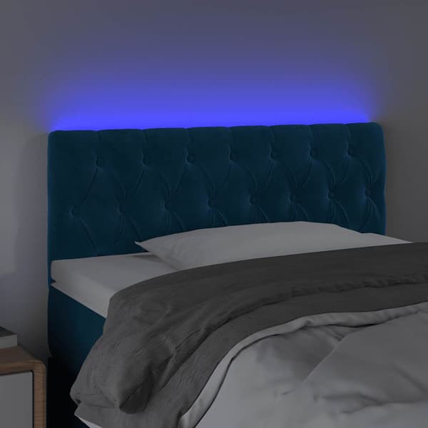 Sänggavel LED mörkblå 90x7x78/88 cm sammet