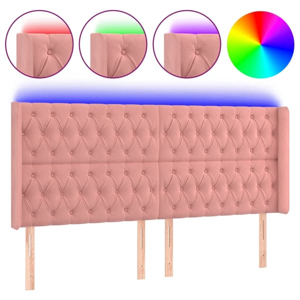 Sänggavel LED grön 183x16x118/128 cm sammet
