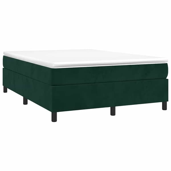 Ramsäng med madrass mörkgrön 140x190 cm sammet