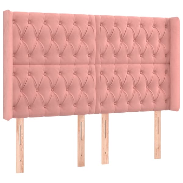 Ramsäng med madrass rosa & LED 140x200 cm sammet