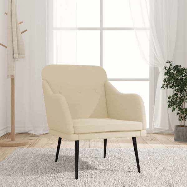 Fåtölj gräddvit 63x76x80 cm tyg