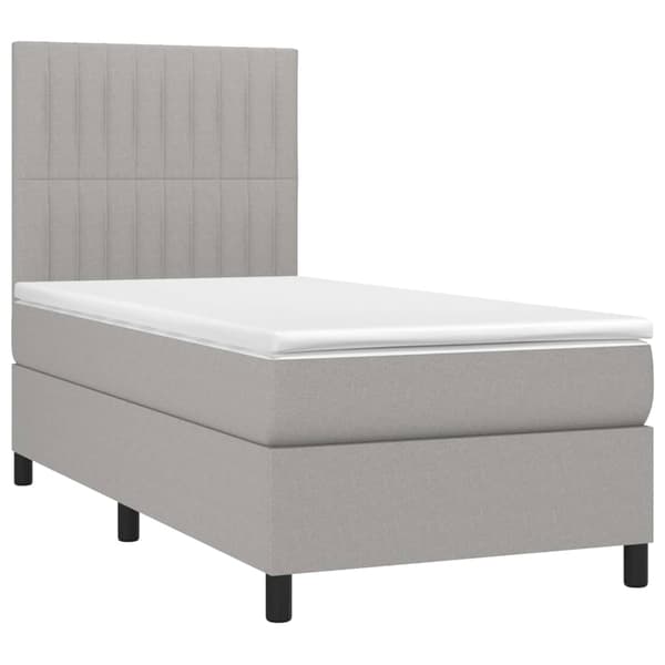 Ramsäng med madrass ljusgrå 90x190 cm tyg