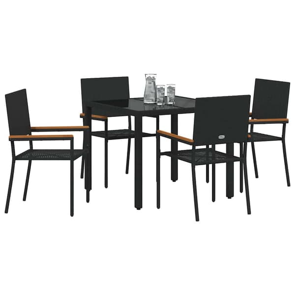 Trädgårdsmöbelset 5 pcs Svart konstrotting