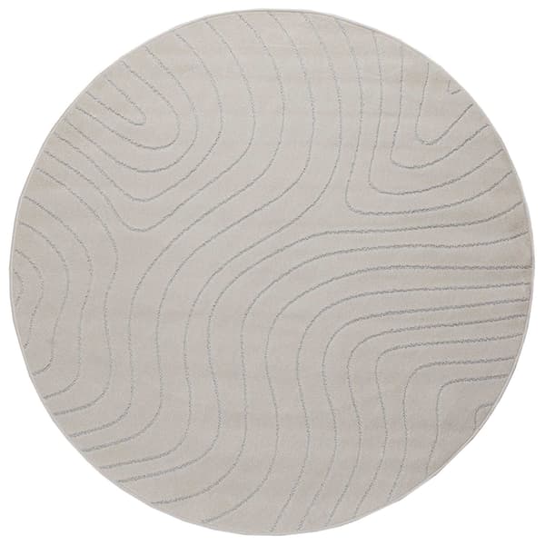 Områdesmattor Rund PALMERAS Kräm Ø 200 CM Polyester