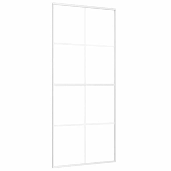 Skjutdörr ESG-glas och aluminium 90x205 cm vit
