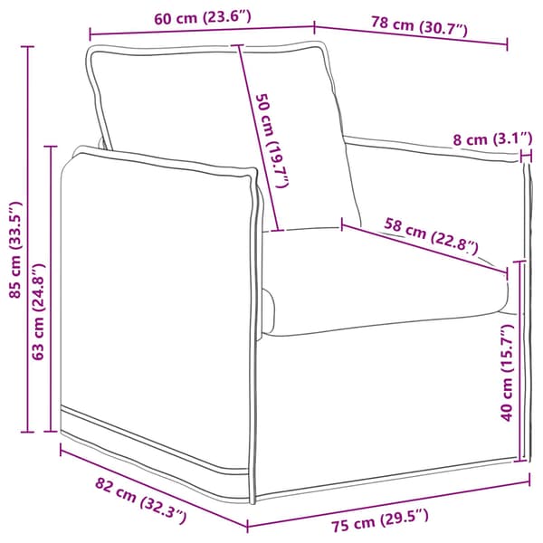 Soffa Mörkgrå 75 x 82 x 85 cm tyg