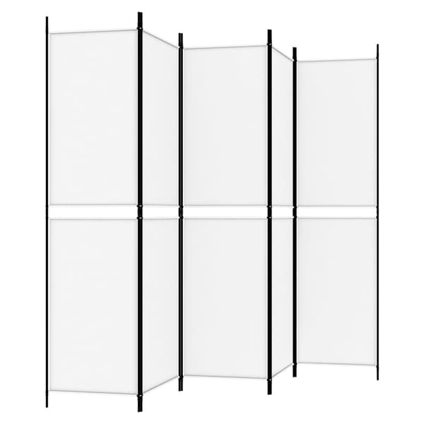 Rumsavdelare 5 paneler vit 250x200 cm tyg