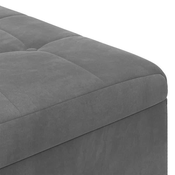 Förvaringspall med kudde Mörkgrå 80 x 80 x 45 cm Sammet