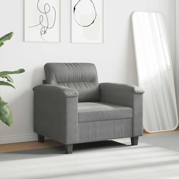 Fåtölj mörkgrå 60 cm mikrofibertyg