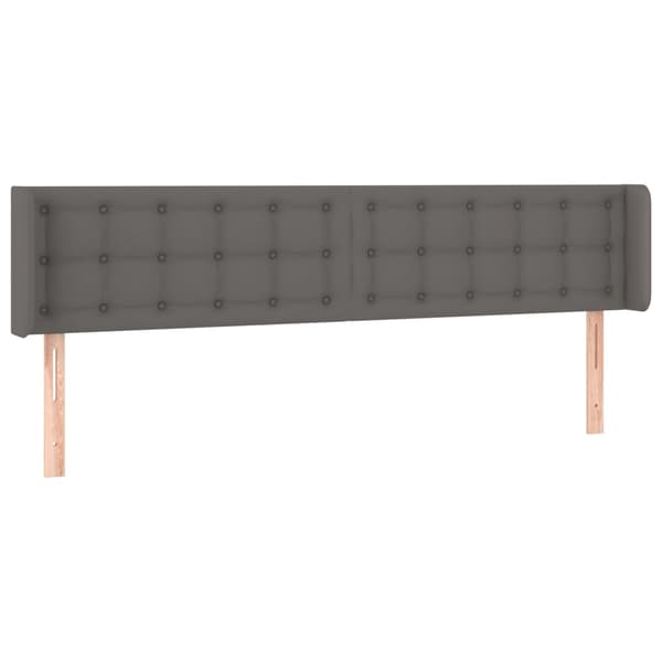 Sänggavel LED grå 203x16x78/88 cm konstläder
