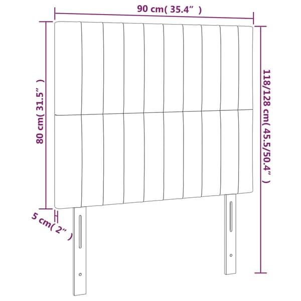 Sänggavel ljusgrå 90x5x118/128 cm sammet