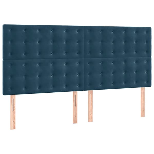 Sänggavel mörkblå 160x5x118/128 cm sammet