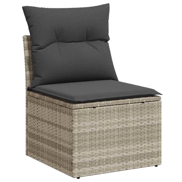 Trädgårdsoffset med kudde 3 pcs Ljusgrå Poly rattan