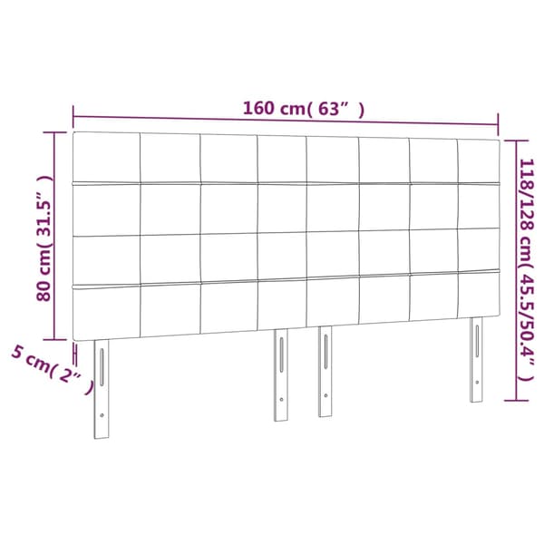 Sänggavel LED mörkgrå 160x5x118/128 cm sammet
